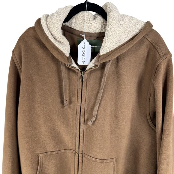 Eddie Bauer Mens XL Sherpa Lined Soft Full Zip Brown Heavyweight Hoodie Jacket - Picture 15 of 15